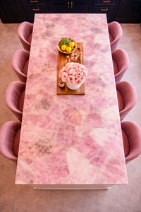 Luxury Pink Marble Kitchen Island Countertop with Gold Veins Custom Size Handmade Modern Dining Table <b>Top</b> - Product Image 3