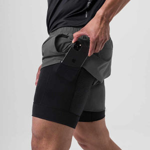 Shorts de sport décontractés pour hommes, 2 en 1, 100% polyester, séchage rapide, imperméables, écologiques, shorts de course à compression pour l'extérieur - Product Image 3
