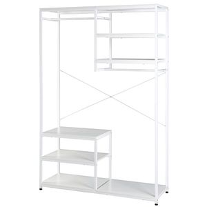 Organizzatore Armadio in Metallo Pesante con Doppia Asta Appendiabiti e Scaffali Multipli, Appendiabiti Portatile Indipendente - Product Image 3