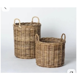 Woven Rattan <b>Laundry</b> <b>Basket</b> <b>Wicker</b> Hamper <b>Basket</b> with Lid Bamboo Storage Bin for Home Living Room - Product Image 4