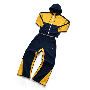 Conjunto de sudaderas con capucha de dos piezas transpirables para hombre, con bloques de color, de forro polar premium, ropa deportiva, personalización OEM, venta al por mayor, ropa urbana de alto gramaje - Product Image 2