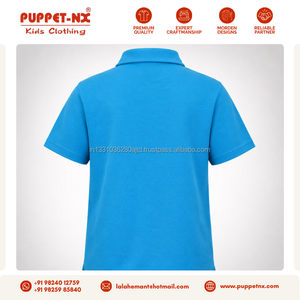 Polo T-shirt en gros, uniforme scolaire unisexe pour enfants à manches courtes, bleu ciel, personnalisable avec logo, approvisionnement en vrac - Product Image 5