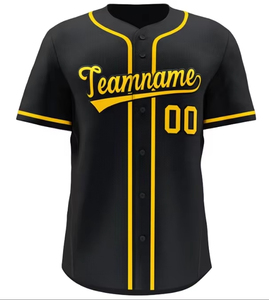 Ensemble de maillots de baseball antibactériens personnalisés, nom et numéro de l'équipe personnalisés, imprimé par sublimation, col en V, uniforme de baseball boutonné pour hommes - Product Image 4