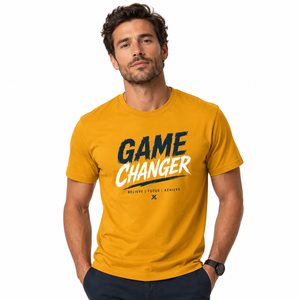 Camiseta de Manga Corta para Hombre Sangita, Color Amarillo Mostaza, con Estampado de Letras, Cuello Redondo, Corte Regular, Informal, 100% Algodón, Tejido Jersey Transpirable - Product Image 2