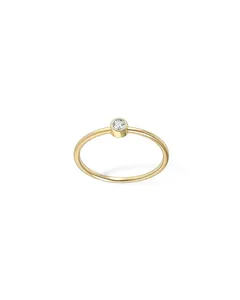 3mm Round Bezel Set Lab Diamond <b>Ring</b> Petite <b>Stacking</b> Band 14K Yellow Gold Anniversary Gift - Product Image 1