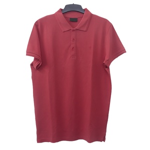 Polo décontracté pour homme en coton biologique 100% teint en fil, tricoté, à manches courtes, boutonné sur le devant, respirant, couleur unie, prix abordable - Product Image 1