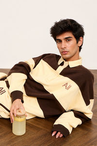 Sweat-shirt à col pour homme OEM, rayé, en coton épais, pull de rugby, broderie personnalisée, sweats à capuche et sweat-shirts pour homme - Product Image 2