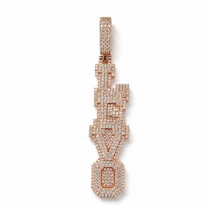 Pendentif Hip Hop en Laiton avec Micro-Pavé de Zircon Cubique et Placage Or Rose 18K pour Hommes, Mode Streetwear - Product Image 1