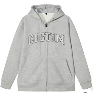 Sudadera con capucha y cremallera para hombre, personalizada OEM, de algodón grueso tejido, estilo oversize, con logotipo y patrón de letras personalizados - Product Image 5