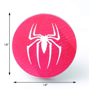 Poignées de tiroir pour enfants en bois de pin contemporain faites à la main, durables, Spiderman, poignées de commode, forme ronde rouge, installation facile - Product Image 2