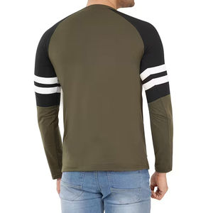 T-shirt pour homme 100 % coton, nouveau design, manches longues, uni, avec logo personnalisé imprimé, tissu tricoté, vente en gros - Product Image 3