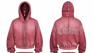 Custom Oversized Cropped Hoodie Baggy Sweatpants <b>Set</b> Logo Washed <b>Pink</b> Streetwear <b>Tracksuit</b> Winter Anti-Wrinkle 400 GSM 100% - Product Image 2