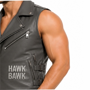 Chaleco de Cuero para Hombre, Estilo Motociclista, Personalizado, Informal, para Invierno, Diseño Cálido para Combinar con Otras Prendas, Múltiples Bolsillos con Cremallera - Product Image 6