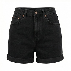 Shorts en jean pour femme en coton de haute qualité, grande taille, décontractés, style sport, unis, avec effet push-up et mini-déchirures - Product Image 1