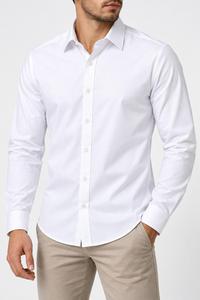 Camisa de Vestir de Manga Larga para Hombre, Cuello Clásico, 100% Algodón Popelina, Antiarrugas, Formal, para Primavera - Product Image 3