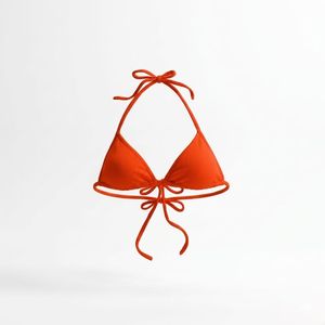 Haut de bikini noir pour femme avec cordon de serrage à l'avant et bretelles réglables, maillot de bain uni en spandex et polyester - Product Image 5