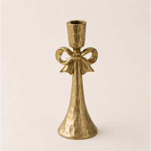 Vintage Gold <b>Bow</b> Tie Metal Candle <b>Holder</b> Antique Brass Taper Candlestick Stand for Wedding Centerpiece Tabletop Accents - Product Image 1