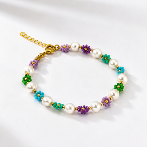 Handmade Miyuki Seed Beads Flower Pearl <b>Bracelet</b> Women Girls Colorful Daisy Adjustable <b>Boho</b> Trendy Party Summer Fashion Jewelry - Product Image 2