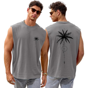 Camiseta sin mangas con estampado gráfico de verano para hombre, camiseta sin mangas de algodón, camiseta informal para playa, gimnasio, ropa de calle - Product Image 5