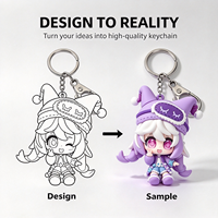 Porte-clés personnalisé en PVC de fille anime, figurine de personnage de dessin animé 3D Chibi, accessoire de voiture, souvenir personnalisé, usine OEM ODM