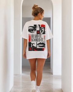Camiseta Gráfica Oversize para Mujer, Manga Corta, Cuello Redondo, Estampada, Estilo Casual Urbano, Top de Verano - Product Image 2