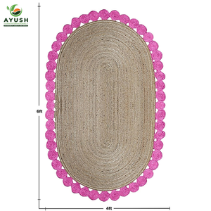 Alfombras Sostenibles de 180cm x 120cm, Alfombras Ovaladas Trenzadas de Yute Teñido Premium, Personalizables para Comedores Formales y Suites - Product Image 2
