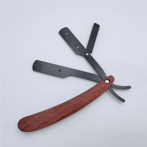 Rasoir professionnel à lame droite pour barbiers, rasoir jetable de salon avec manche en bois noir - Product Image 6
