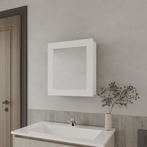 Armadietto Portamedicinali Payson in Melamina Bianca con Specchio Incluso, Prodotto per Vanità da Bagno - Product Image 1