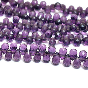 Cuentas de amatista AAA+ de 7x5 mm facetadas en forma de lágrima, cuentas de cuarzo natural de color hidro, piedras semipreciosas para joyería. - Product Image 1