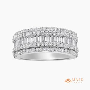 Moissanite <b>Ring</b> Baguette Cut Round Cut Wide Band 925 Sterling <b>Silver</b> <b>Statement</b> <b>Ring</b> Miami Chicago Fine Jewelry Collection Design - Product Image 1