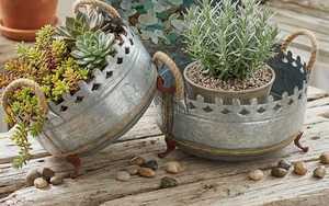 Nouveauté du créateur : Jardinière décorative vintage en fer galvanisé, faite à la main, à prix réduit, en promotion, pour jardin (en carton) - Product Image 5