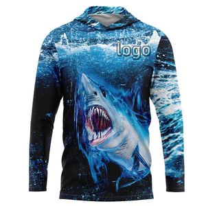Camisa de Pesca con Capucha de Manga Larga para Hombre, Impresión por Sublimación, Protección UV UPF 50, Top Deportivo para Exteriores, Diseño con Estampado Azul - Product Image 2