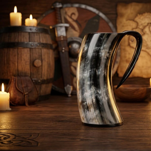 Nouvelle conception, corne à boire viking artisanale en corne naturelle - 100% authentique, écologique, verre à bière en corne, couleur personnalisable - Product Image 1