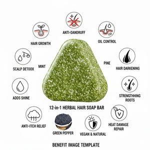 Barra de Champú Sólido Ecológica Hecha a Mano al por Mayor |   Jabón Orgánico a Base de Hierbas para el Crecimiento del Cabello |   Limpiador Vegano Sin Sulfatos para Hombres y Mujeres - Product Image 3