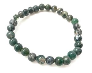Hot Sale Premium Grade Feng Shui Moss Agate Crystal Beaded <b>Bracelet</b> Handmade Women's Men's Natural Healing Stone <b>Elastic</b> - Product Image 2