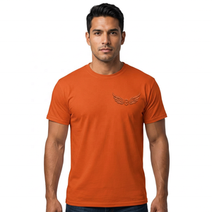 Camiseta de Manga Corta para Hombre, Color Naranja, con Logotipo de Ala en Relieve en la Parte Delantera, Cuello Redondo, Corte Regular - Product Image 6