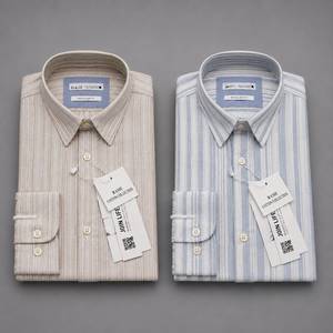 Men's <b>Yarn</b> Dyed Striped Cotton <b>Linen</b> Blend Long Sleeve Button Down Casual Woven Shirt for Wholesale OEM ODM - Product Image 4