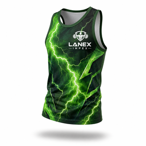 Camiseta de Gimnasio Personalizada con Estampado de Rayos Verdes para Hombre, Chaleco Deportivo Sublimado en 3D, Sin Mangas, para Entrenamiento Físico - Product Image 2
