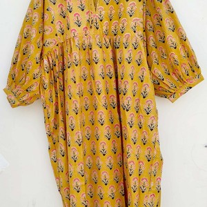 Vestido Maxi de Algodón con Estampado Artesanal para Mujer, Vestido Largo de Verano con Cuello en V y Volantes - Product Image 2