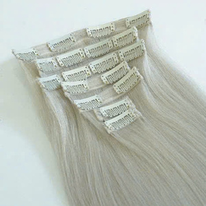 Extensiones de cabello con clip, combinación de color plateado, disponibles al por mayor, piezas de alta calidad, extensiones de cabello humano vietnamita 100%. - Product Image 6