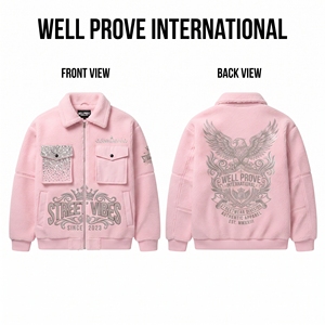 Unisex Custom Pink Heavy Sherpa <b>Waterproof</b> Windproof Bomber <b>Jacket</b> 240gsm Fleece Outerwear with Paneled Arms <b>Camouflage</b> Pattern - Product Image 1