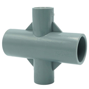 Raccord croisé PVC quatre voies 20Ax13A Kansaikako pour le traitement de l'eau, diverses variations, pour le branchement de tuyaux, fabriqué au Japon KJ-026-026 - Product Image 1