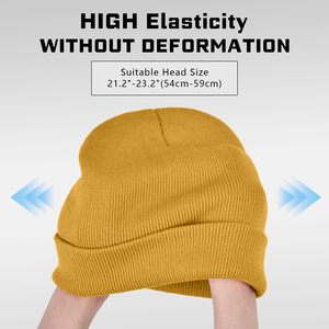 Bonnet tendance personnalisé en acrylique avec broderie, unisexe, tricoté, pour l'hiver, avec logo jacquard, marque privée, style streetwear, en acrylique à revers - Product Image 4