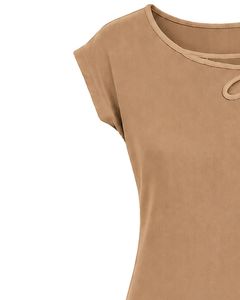 Manufacturer Beige Women Casual Summer Blouse Elegant Flower Neck Short Sleeve Fashion Loose Fit Daily Wear Stylish <b>Top</b> Shirt - Product Image 3