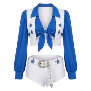 Ensemble uniforme de pom-pom girl de haute qualité, 3 pièces, sexy, avec boléro, short et chaussettes, prix de gros OEM - Product Image 5