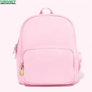 Mochila de nailon impermeable de gran capacidad en color caramelo para niños, mochilas escolares a la moda con cierre de cremallera. - Product Image 2