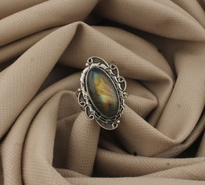 Natural Turquoise Classic Bezel <b>Set</b> 925 <b>Sterling</b> <b>Silver</b> Blue Flash Gemstone <b>Ring</b> for Women Handcrafted Fine Jewelry Wholesale - Product Image 4