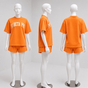 ชุดเซ็ตเสื้อยืดคอกลมโอเวอร์ไซส์และกางเกงขาสั้นสำหรับผู้หญิง ขายส่ง ชุดลำลองสองชิ้น ชุดนอนผ้าฝ้ายสำหรับฤดูร้อน - Product Image 2