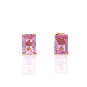 18K Solid Gold Turquoise and Diamond <b>Stud</b> <b>Earrings</b> with Prong Setting - Product Image 3