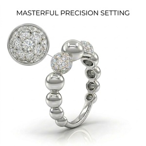 Bague classique en or massif 18 carats avec perles et diamants pavés, pour le marché du Canada et d'Europe, bijoux personnalisés, faible MOQ - Product Image 2